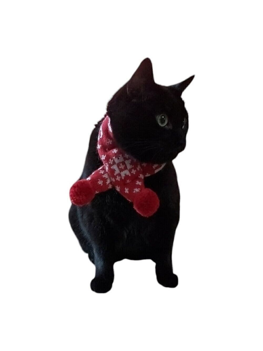 Cat Christmas Snowflake Scarf & Hat Set Costume for Small Pets Puppy, Red Small